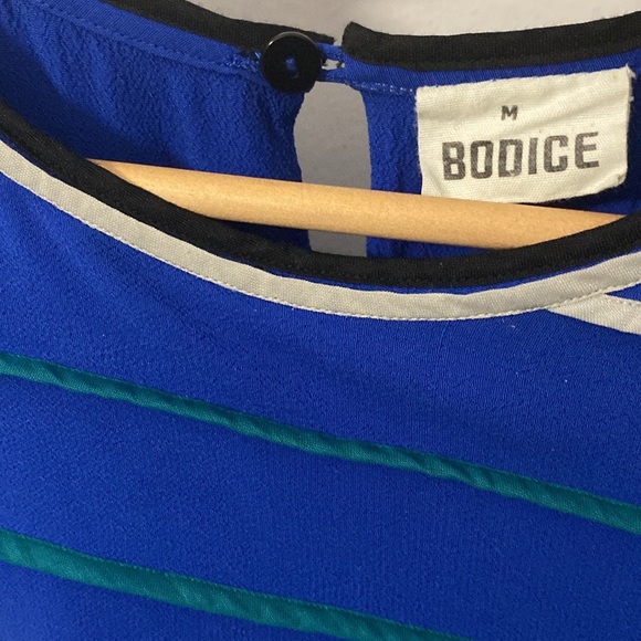 Bodice blue vertical strip swing dress - Picture 4 of 5